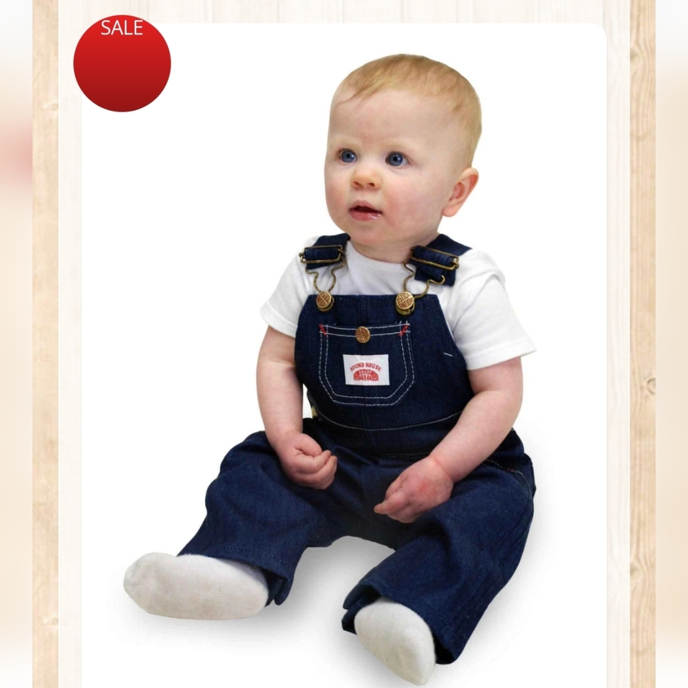Round house brand boy 12-month denim jean bib overall